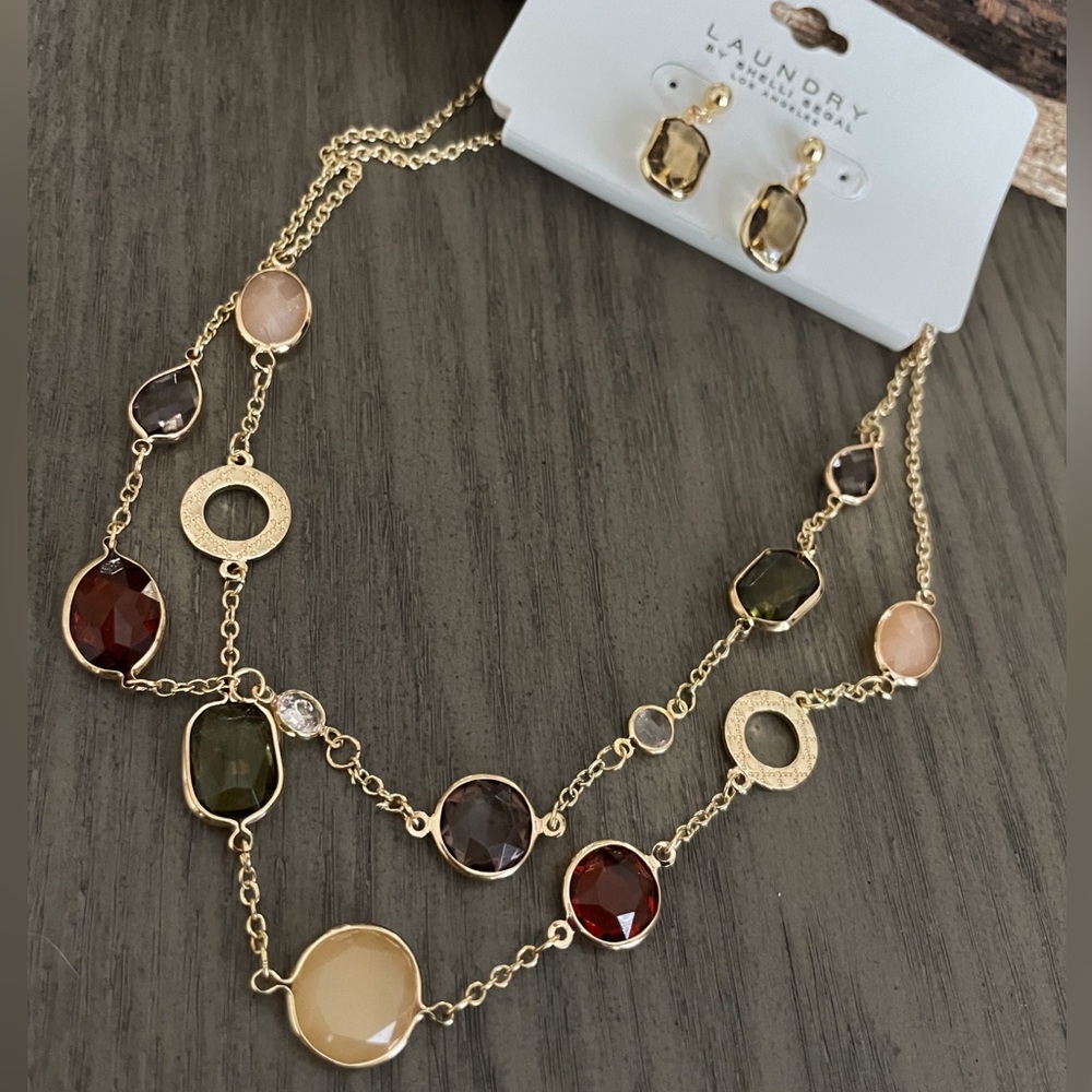 Laundry by Shelli Segal Gold Necklace with Multi-Colored Glass Stones